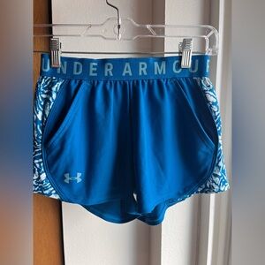 UA Play Up 3.0 Short Cruise Blue Print Unlined 3” XXS